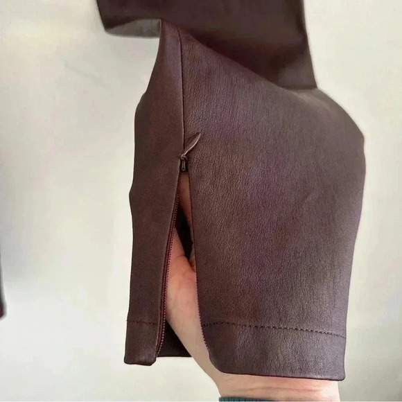 New Vince 100% Lamb Leather Skinny Slim Fit Pants Burgundy M - Picture 7 of 12